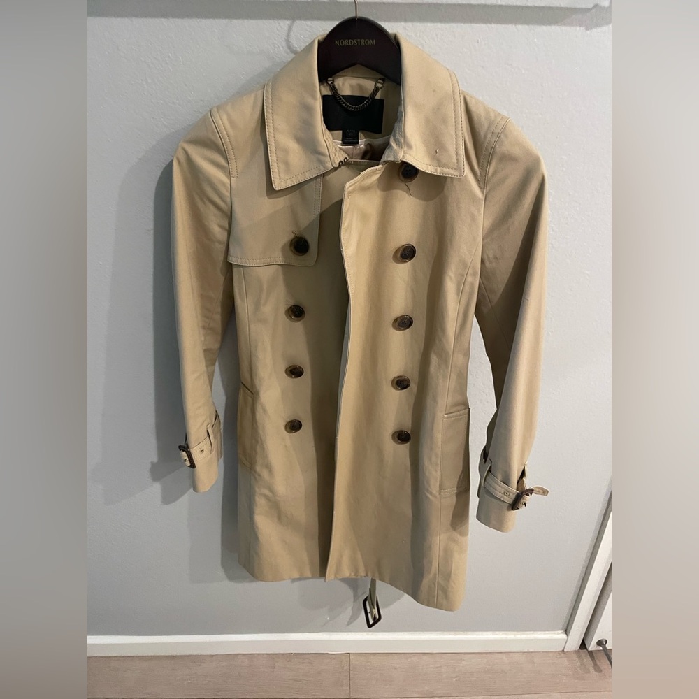 J Crew Double Breasted Trench Coat 00 petite